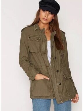 Free People not your brothers Surplus Cargo Military Jacket olive green small